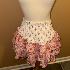 Floral skirt pink multi layered and colored